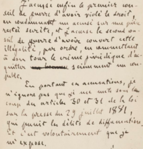 J'accuse manuscrit Zola P39